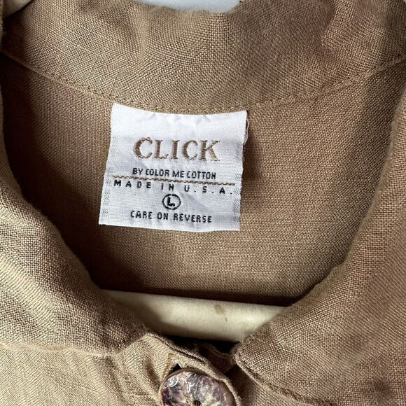 Click USA 100% Linen Loose Boxy 3/4 Sleeve Button down Top Shirt Large 48B 32L - Picture 2 of 11